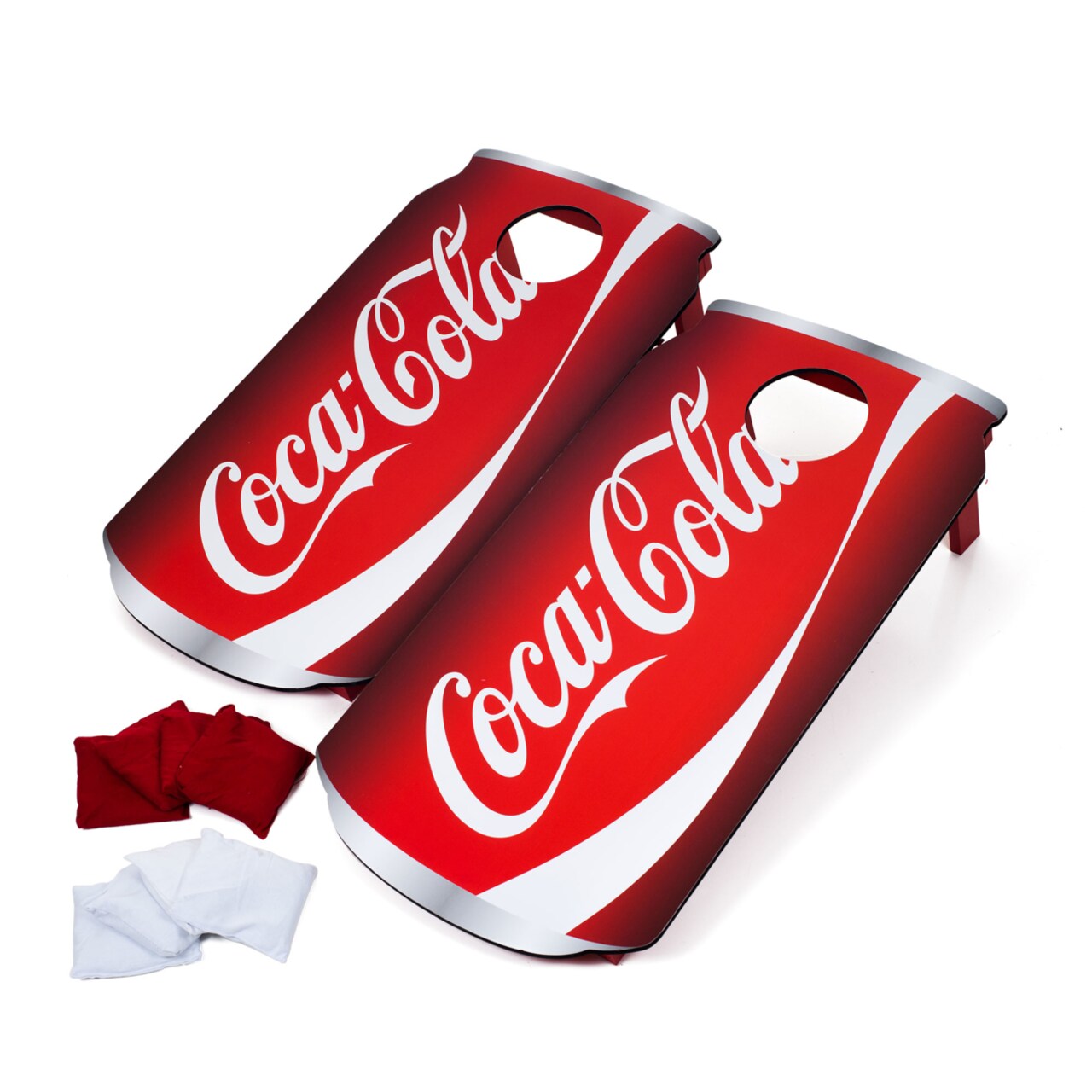 Coca Cola Cornhole Set Portable Bean Bag Toss Game Can Shaped Wooden Boards